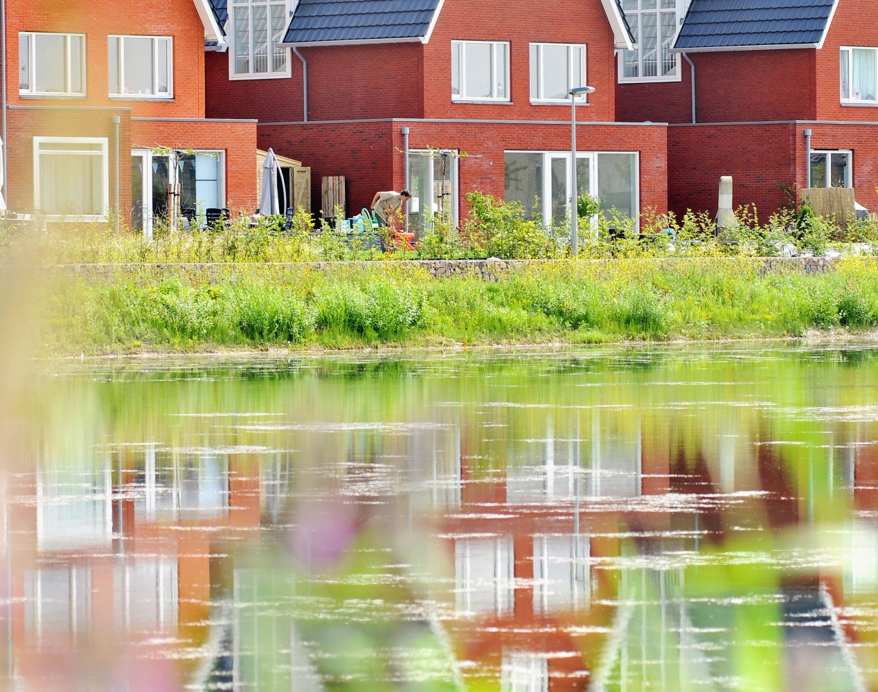 Buurtje Schuytgraaf uitkijkend over vrijstaande woningen en water